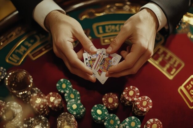 Dealer handling cards in live studio